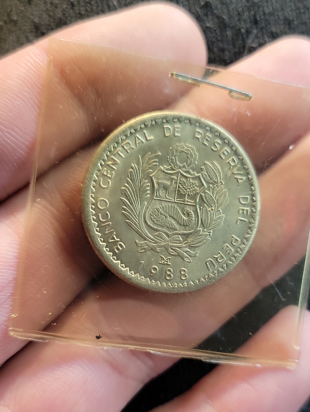 Classic 1988 Peruvian 5 Intis Coin- Silver Tones